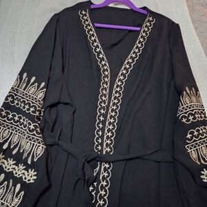 Black Kimono with Gold Embroidery